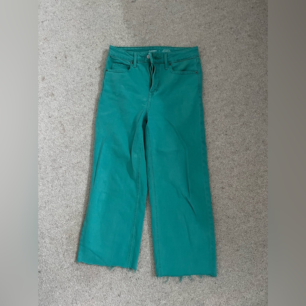 Teal old navy sky high wide leg jeans